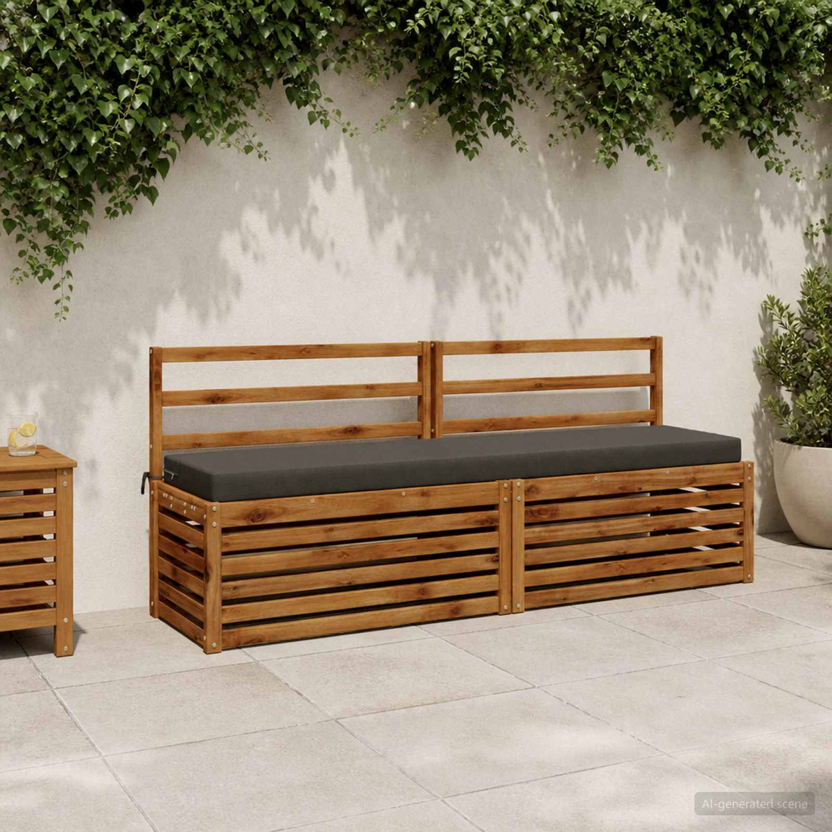 Bench Cushion SOEST 100% Polyester Anthracite 180 x 40 x 8 cm