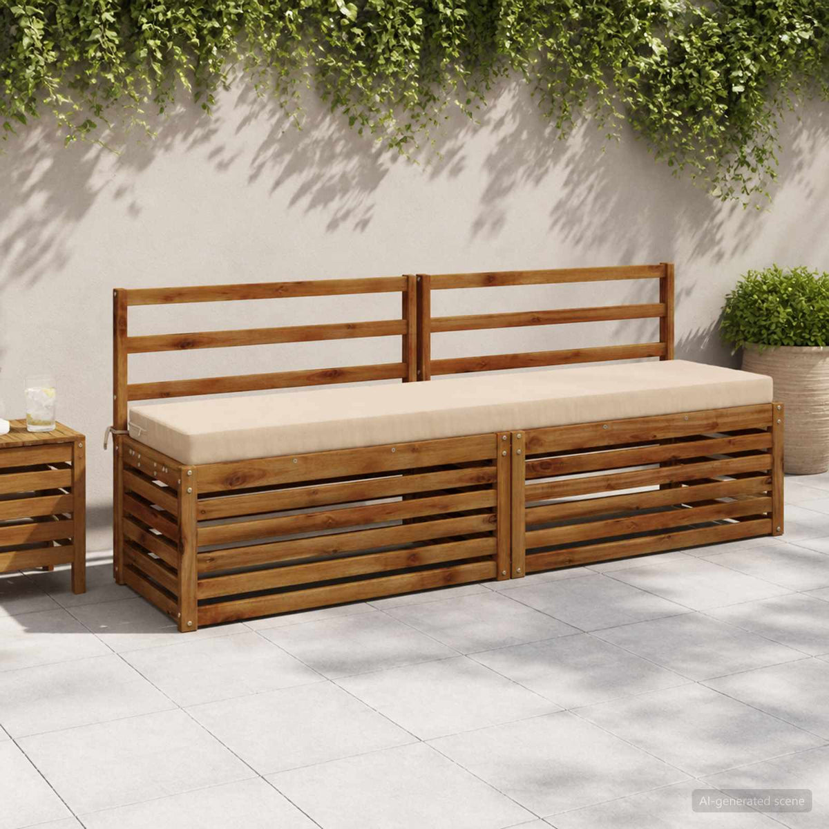 2-Piece Bench Cushions SOEST 2 pcs 100% Polyester Cream