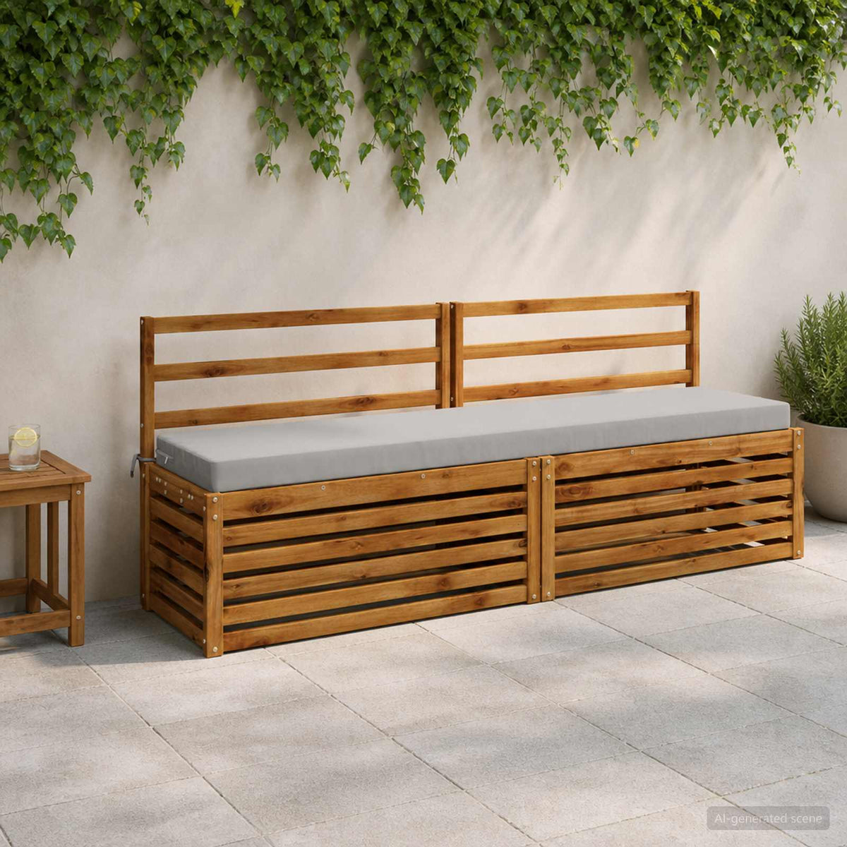 Bench Cushion SOEST 100% Polyester Grey 170 x 40 x 8 cm