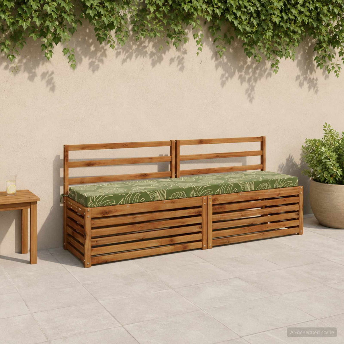 2-Piece Bench Cushions SOEST 2 pcs 100% Polyester Leaf Design