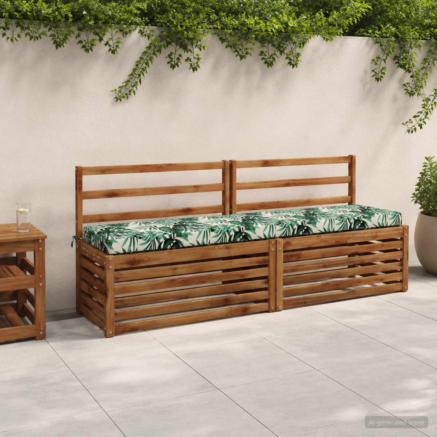 2-Piece Bench Cushions SOEST 2 pcs 100% Polyester Leaf Pattern