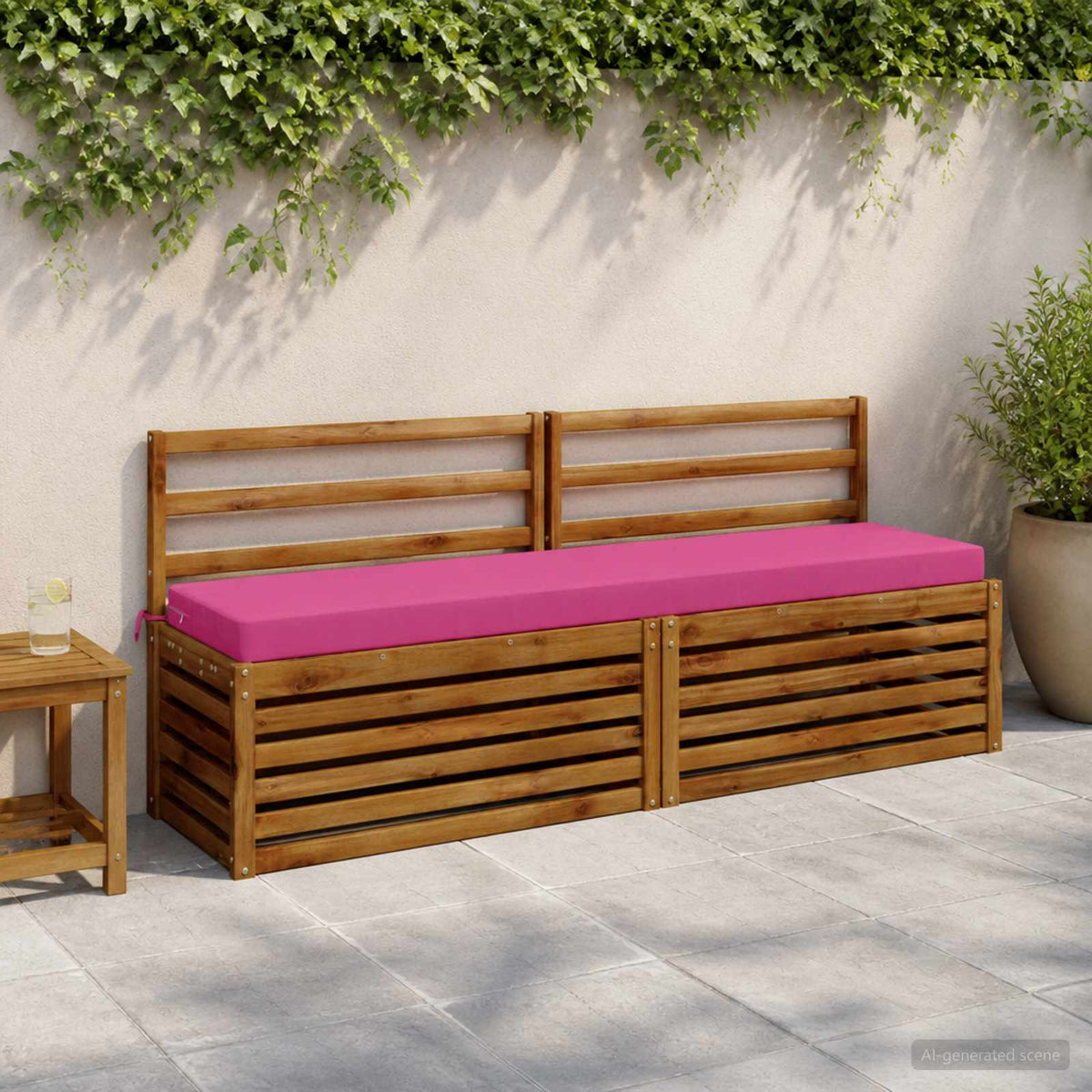 2-Piece Bench Cushions SOEST 2 pcs 100% Polyester Pink