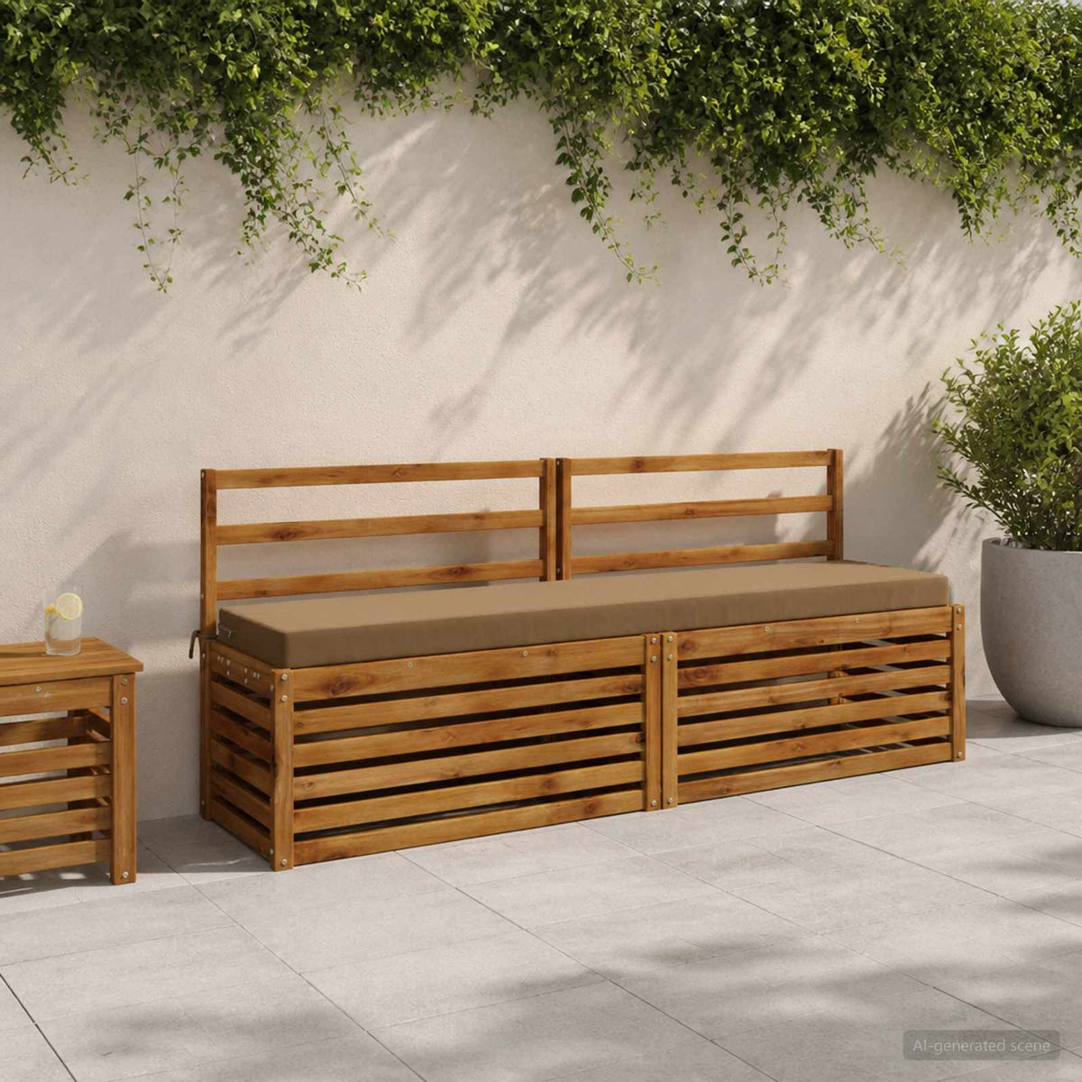 2-Piece Bench Cushions SOEST 2 pcs 100% Polyester Taupe