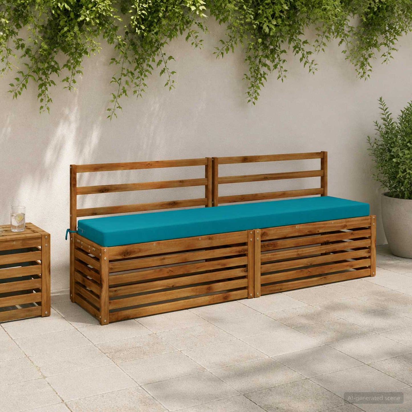 2-Piece Bench Cushions SOEST 2 pcs 100% Polyester Turquoise