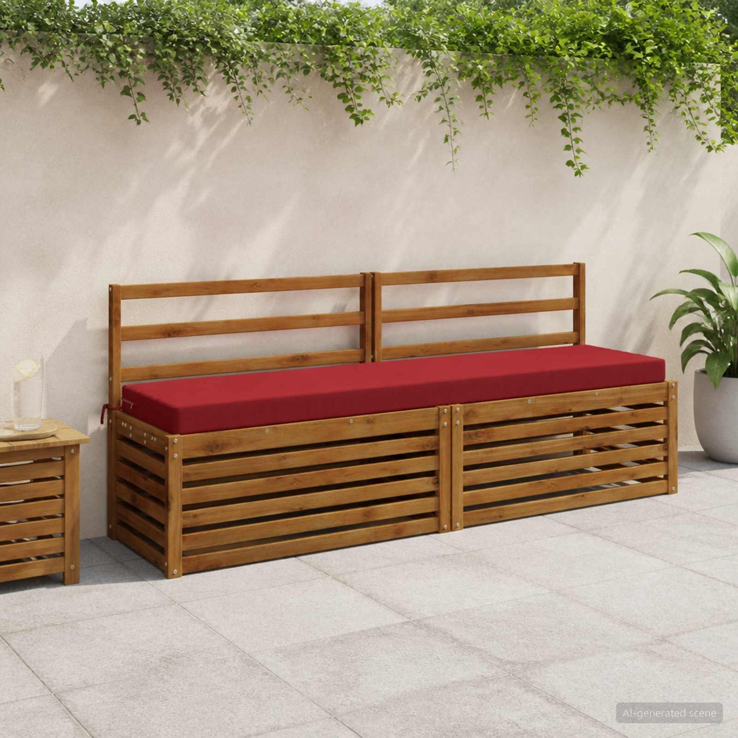 2-Piece Bench Cushions SOEST 2 pcs 100% Polyester Wine Red