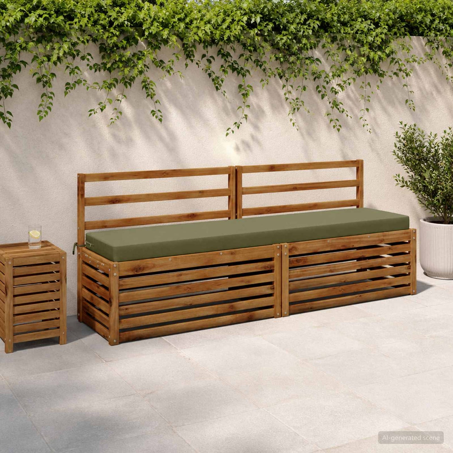 Bench Cushion SOEST 100% Polyester Olive Green 200 x 40 x 8 cm