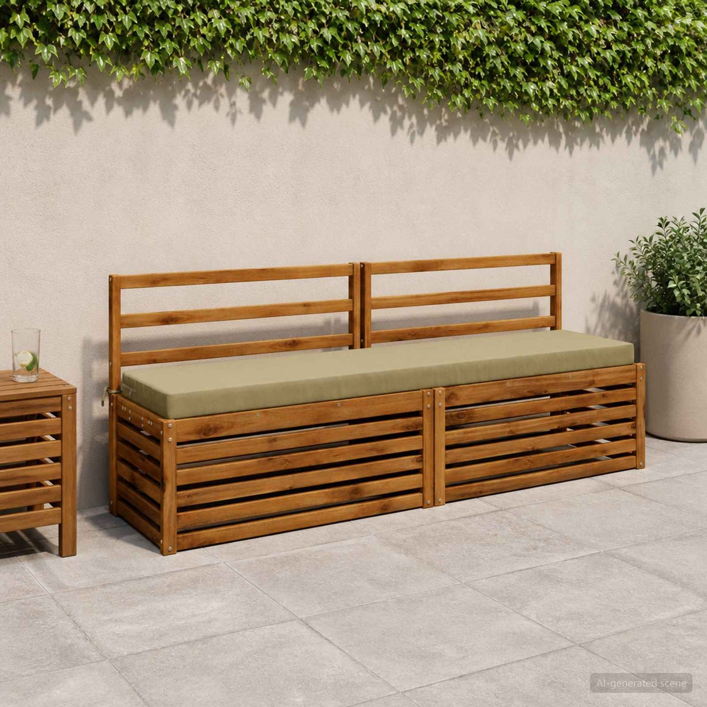 2-Piece Bench Cushions SOEST 2 pcs 100% Polyester Light Green