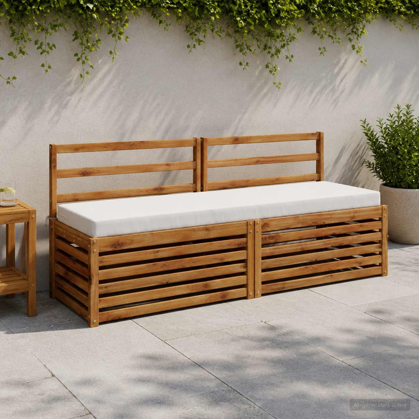 Bench Cushion SOEST 100% Polyester White 200 x 40 x 8 cm