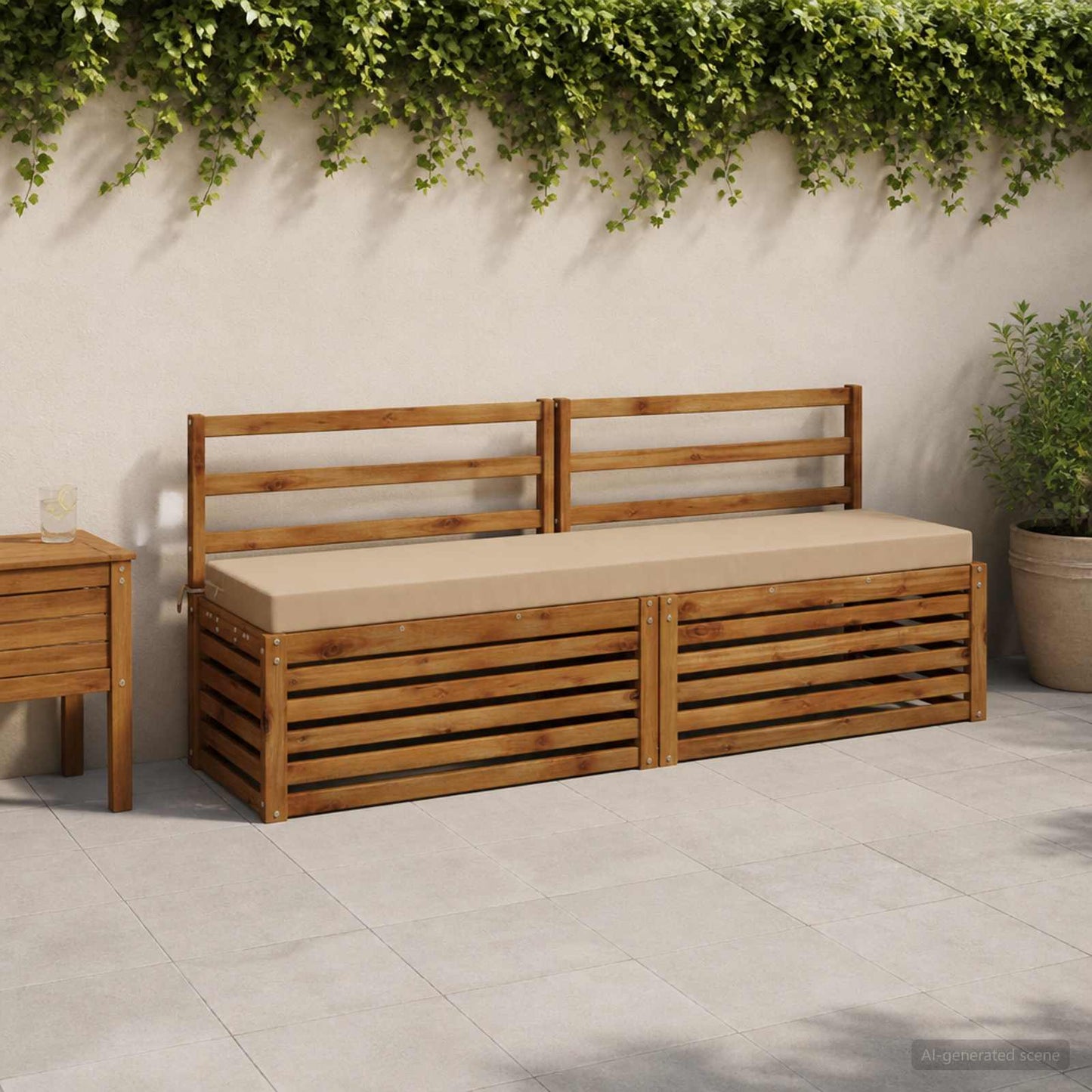 2-Piece Bench Cushions SOEST 2 pcs 100% Polyester Sand
