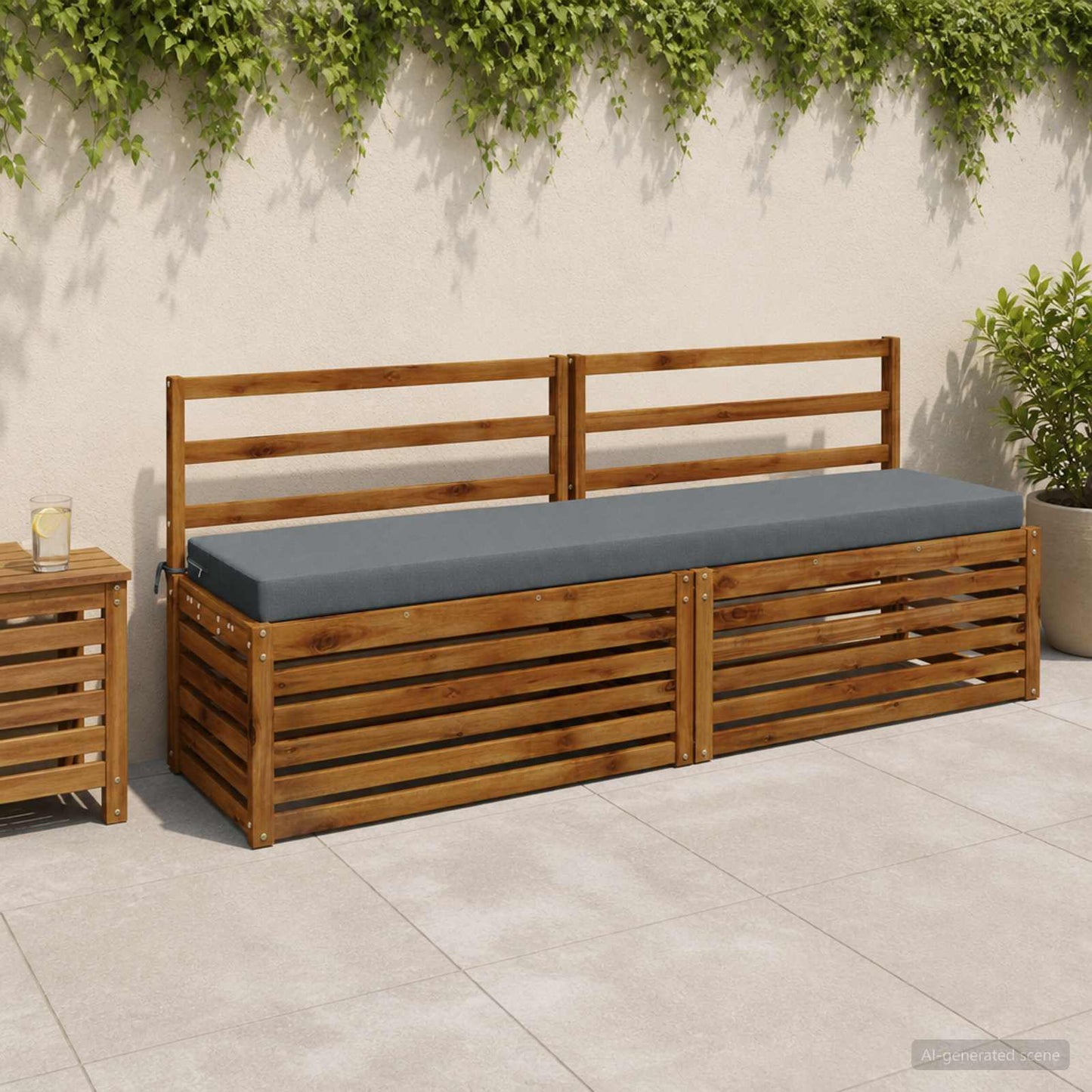 Bench Cushion SOEST 100% Polyester Blue 200 x 40 x 8 cm