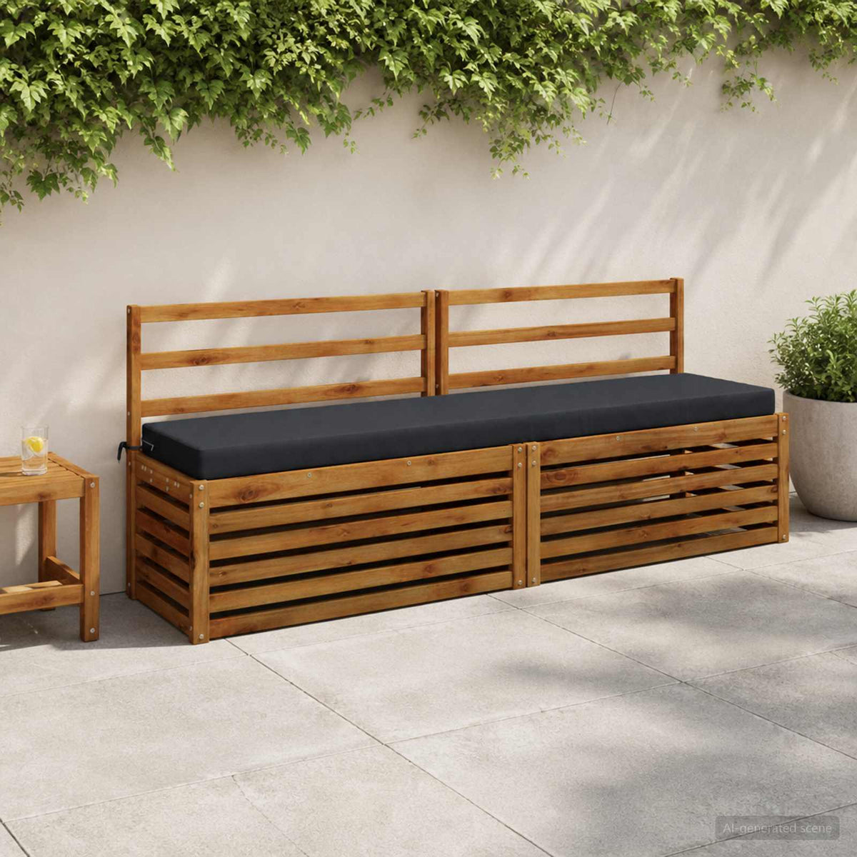 2-Piece Bench Cushions SOEST 2 pcs 100% Polyester Dark Blue
