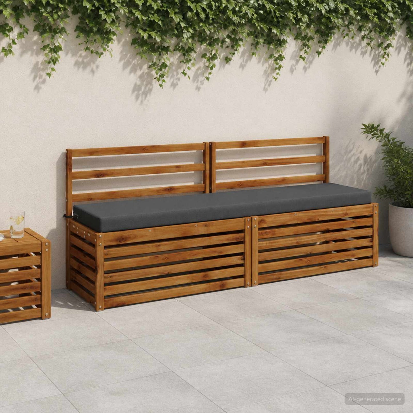 Bench Cushion SOEST 100% Polyester Anthracite 200 x 40 x 8 cm