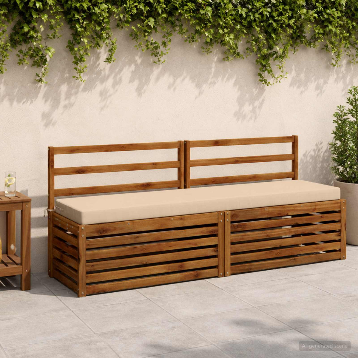 2-Piece Bench Cushions SOEST 2 pcs 100% Polyester Cream