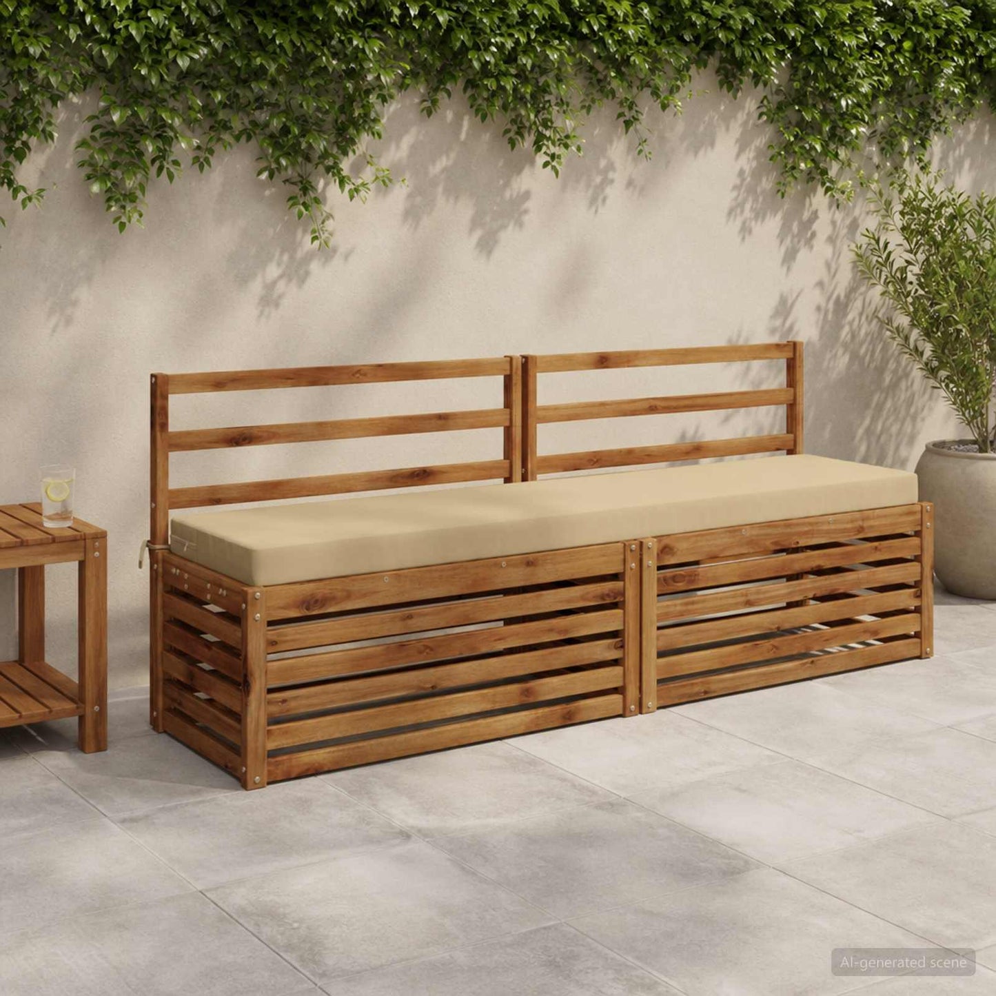 2-Piece Bench Cushions SOEST 2 pcs 100% Polyester Beige