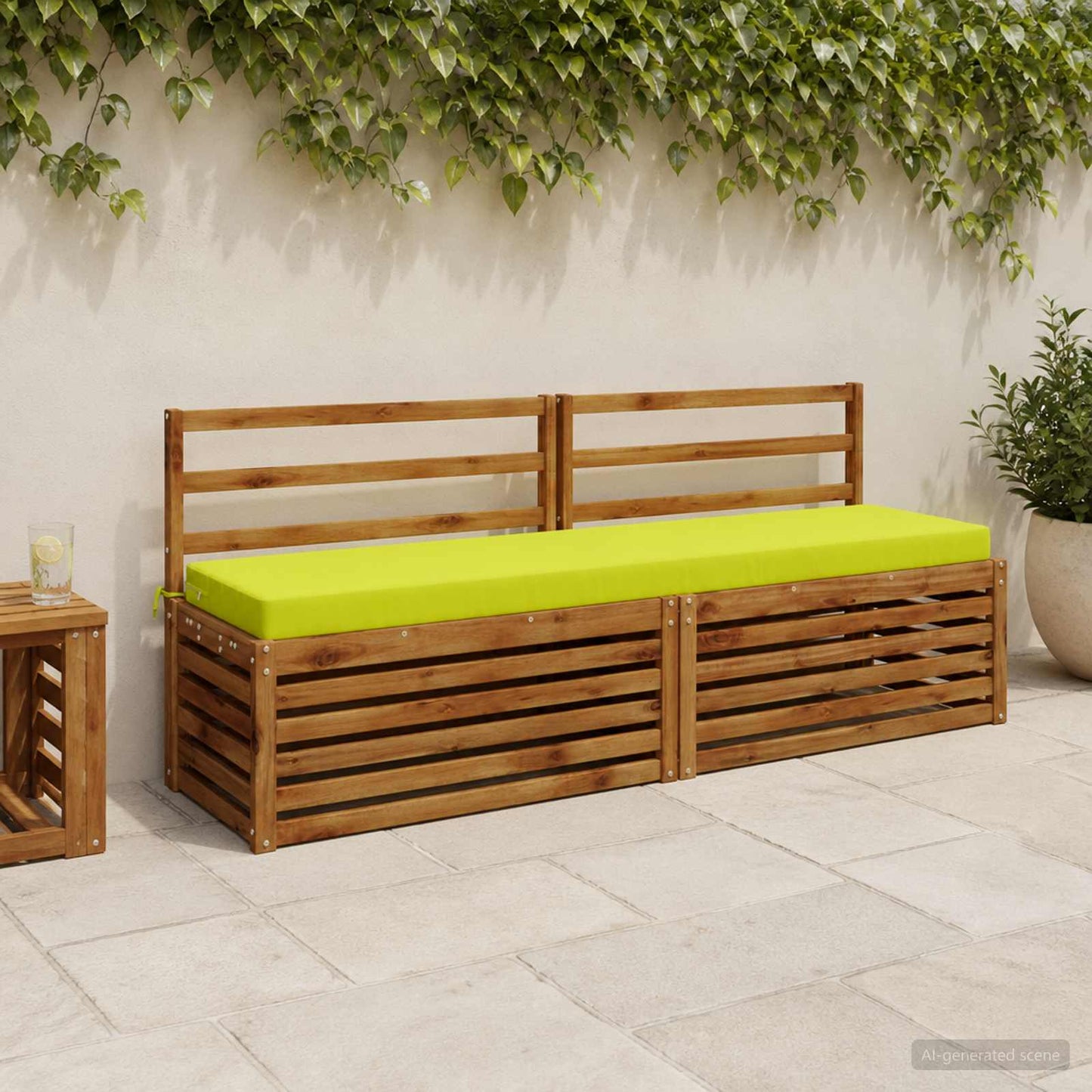 Bench Cushion SOEST 100% Polyester Bright Green 200 x 40 x 8 cm