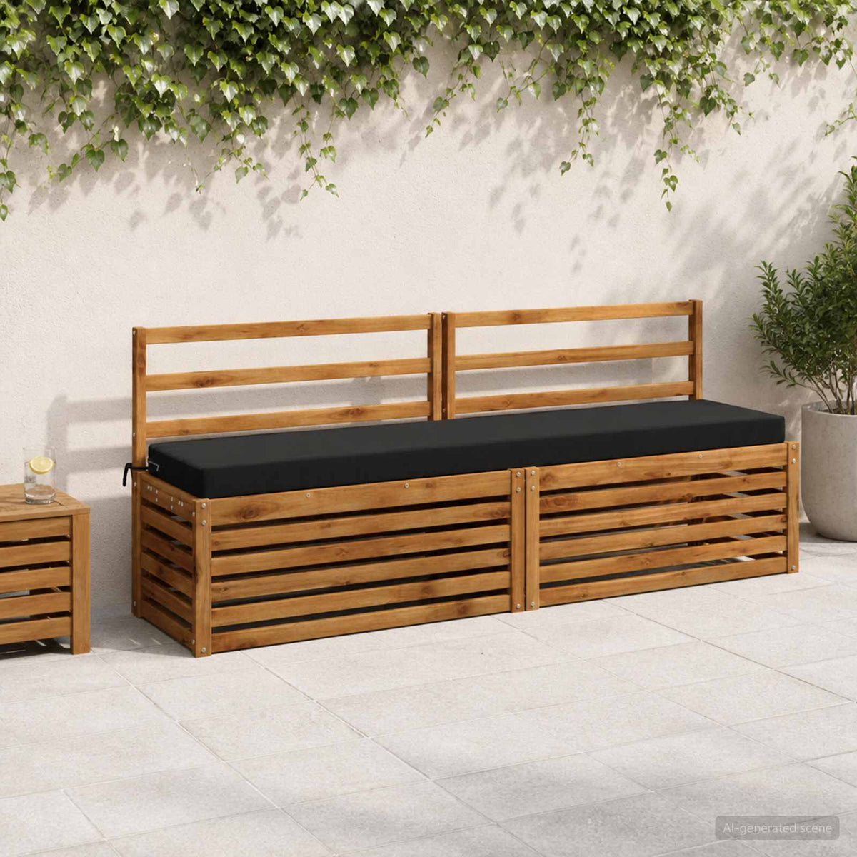 2-Piece Bench Cushions SOEST 2 pcs 100% Polyester Black