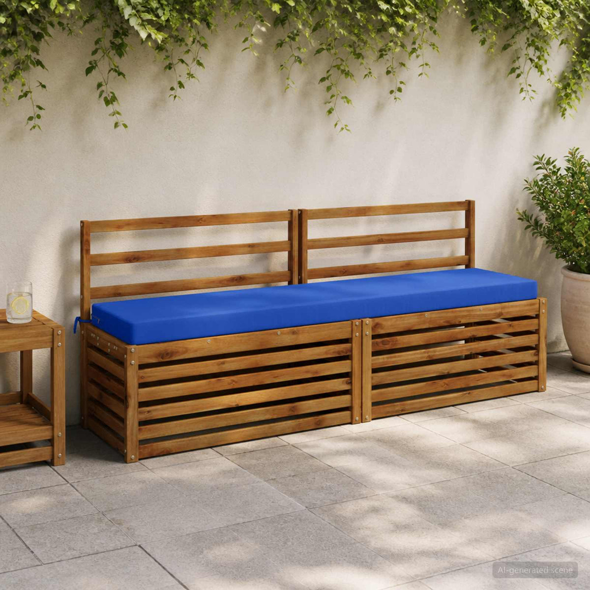 2-Piece Bench Cushions SOEST 2 pcs 100% Polyester Royal Blue