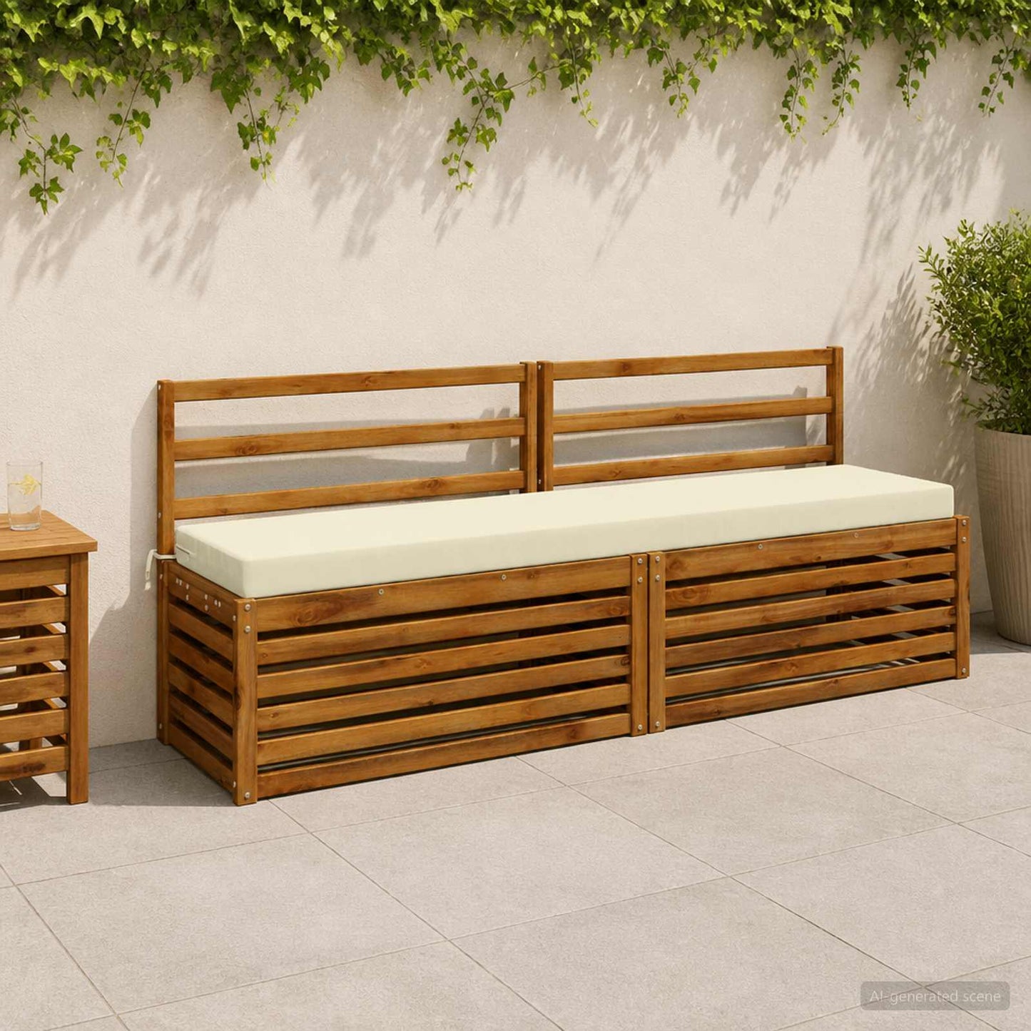 2-Piece Bench Cushions SOEST 2 pcs 100% Polyester Cream