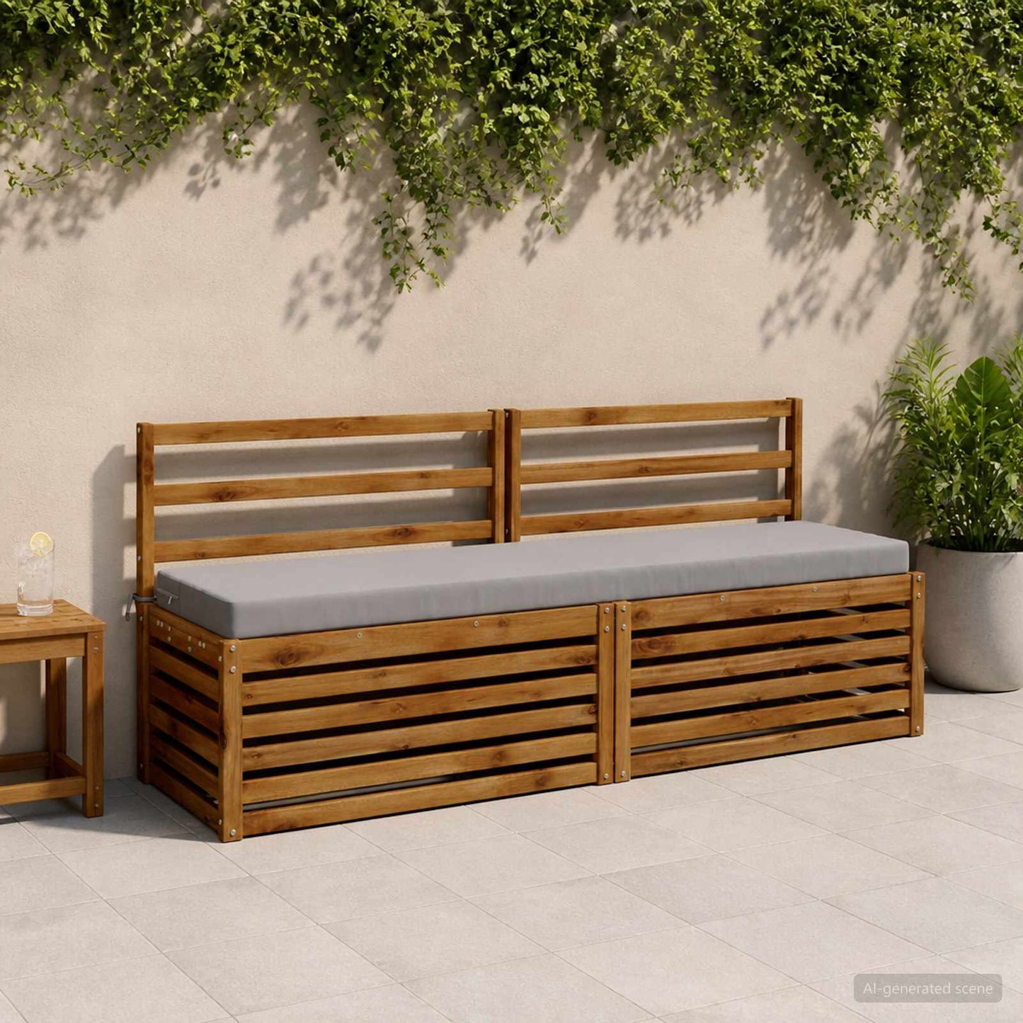 Bench Cushion SOEST 100% Polyester Grey 200 x 40 x 8 cm