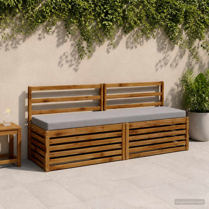 Bench Cushion SOEST 100% Polyester Grey 200 x 40 x 8 cm