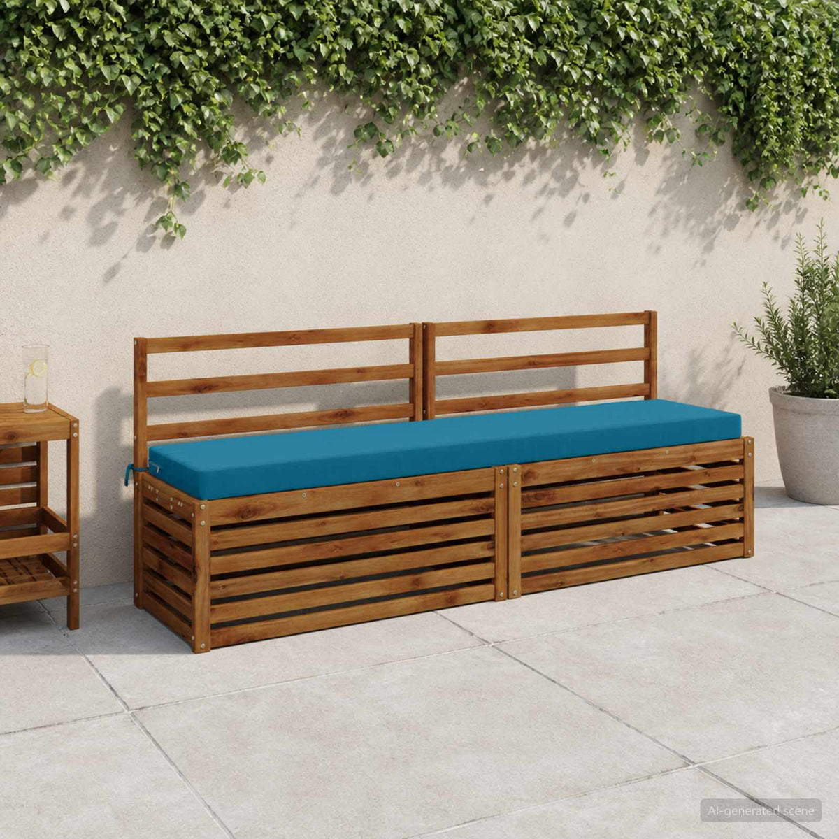 Bench Cushion SOEST 100% Polyester Light Blue 200 x 40 x 8 cm