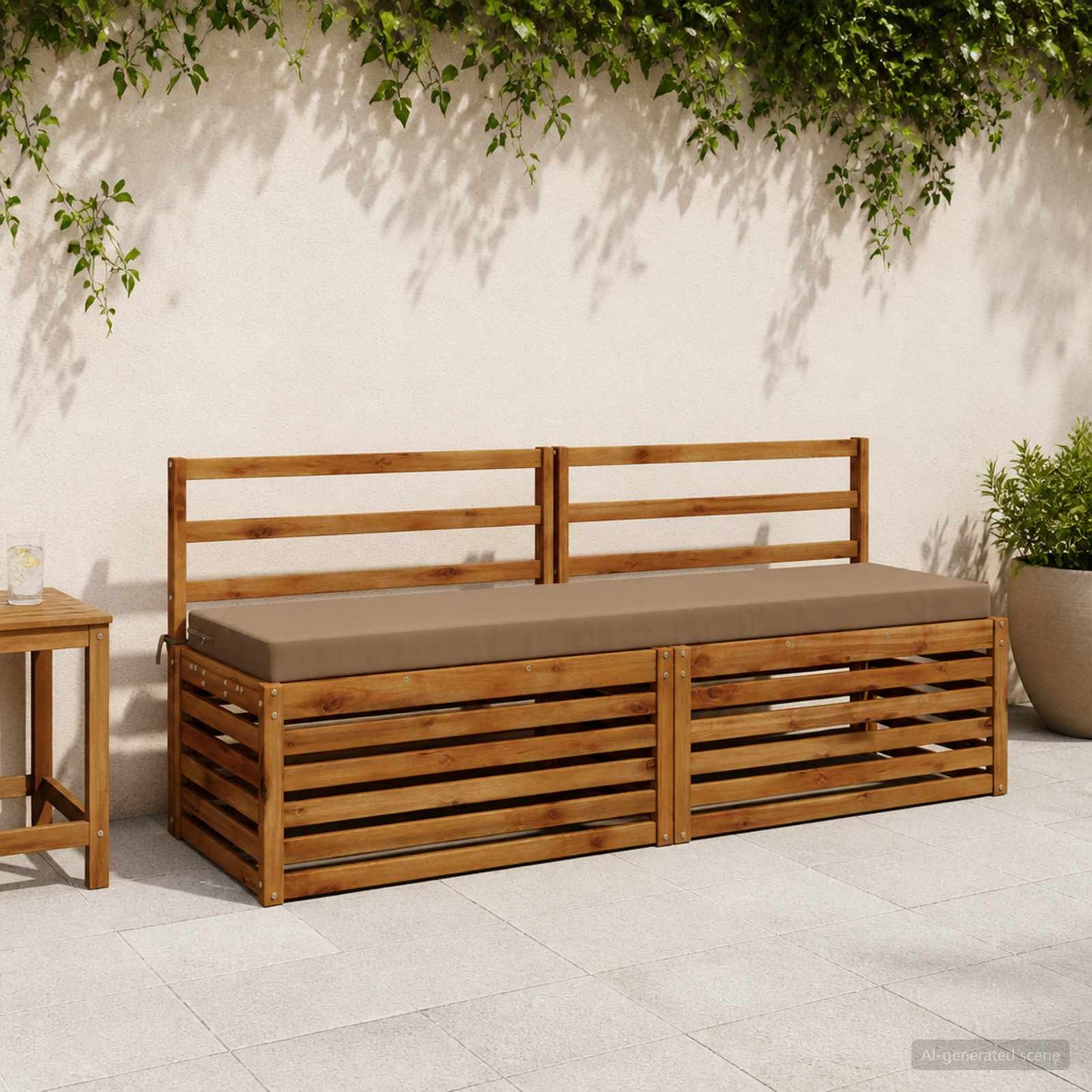 2-Piece Bench Cushions SOEST 2 pcs 100% Polyester Taupe