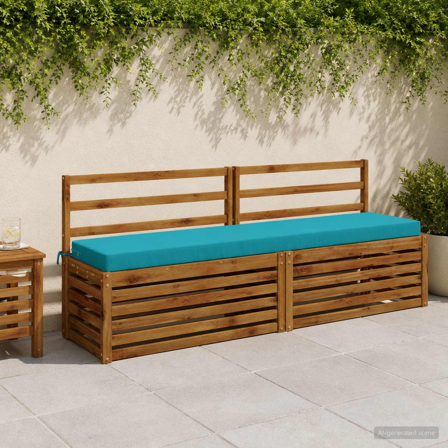 Bench Cushion SOEST 100% Polyester Turquoise 200 x 40 x 8 cm