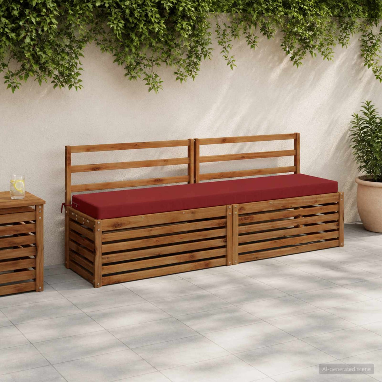 2-Piece Bench Cushions SOEST 2 pcs 100% Polyester Wine Red