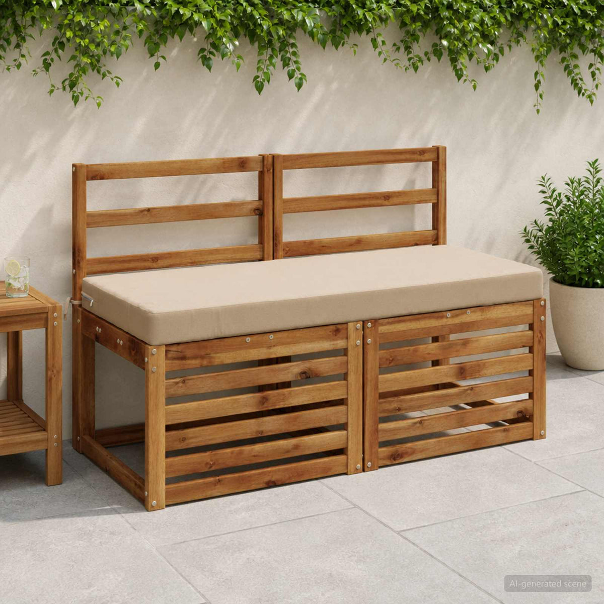 2-Piece Bench Cushions SOEST 2 pcs 100% Polyester Sand