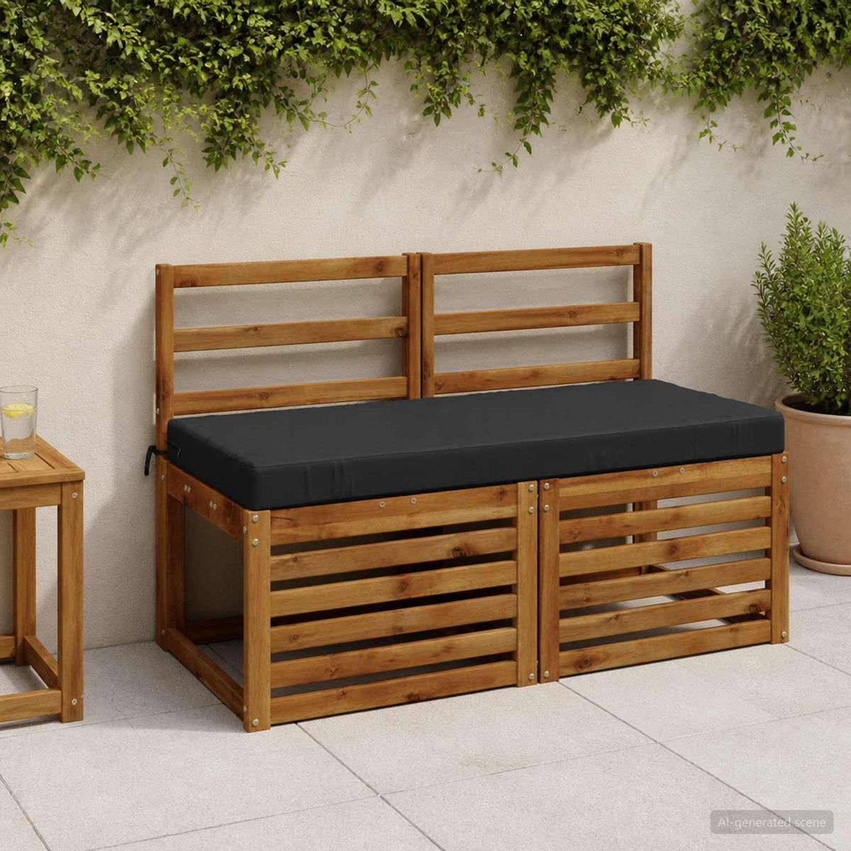 Bench Cushion SOEST 100% Polyester Dark Blue 110 x 50 x 8 cm