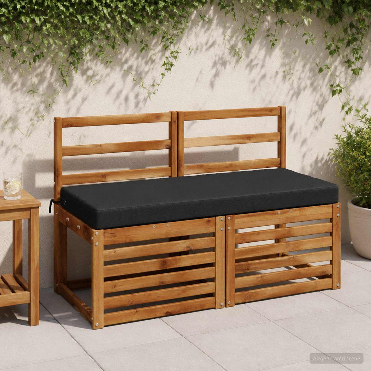 2-Piece Bench Cushions SOEST 2 pcs 100% Polyester Black