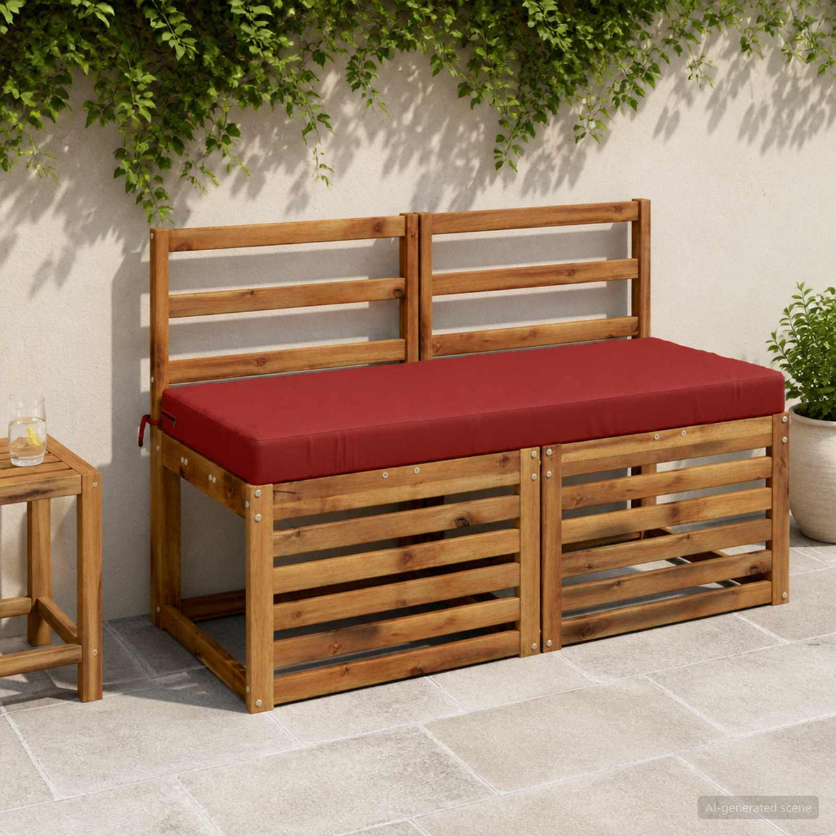 Bench Cushion SOEST 100% Polyester Red 120 x 50 x 8 cm