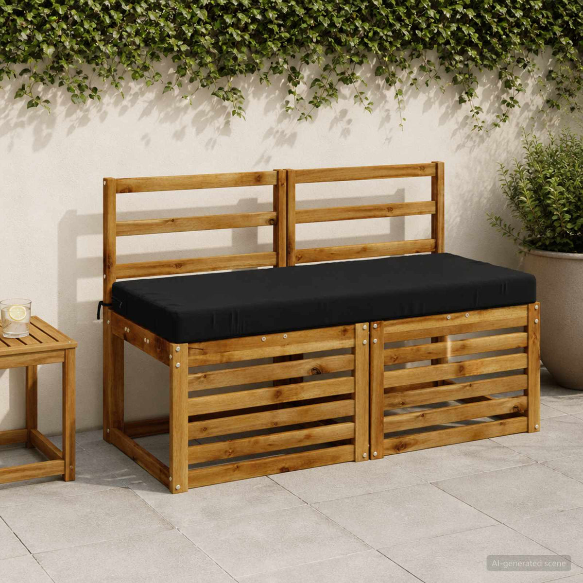 2-Piece Bench Cushions SOEST 2 pcs 100% Polyester Black