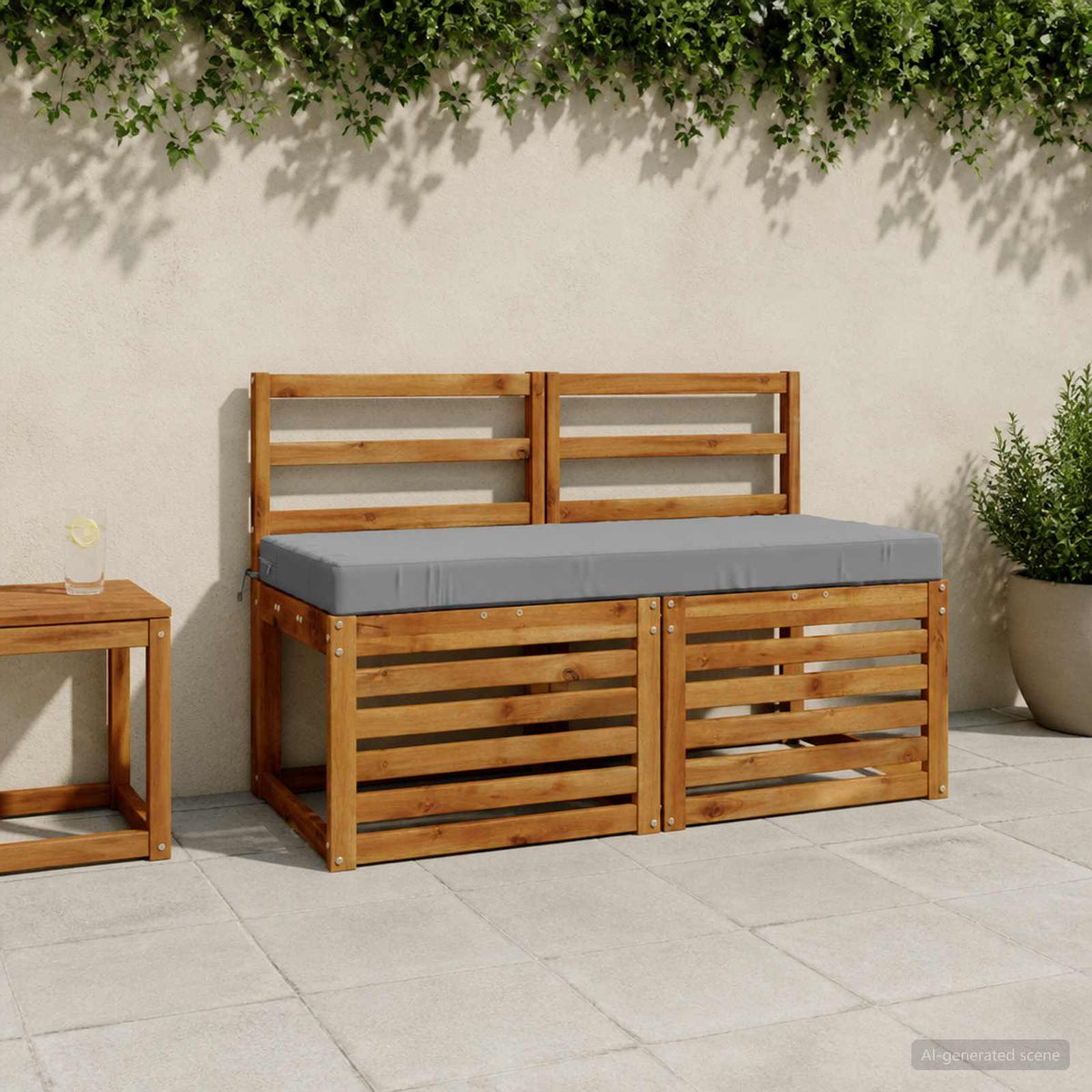 2-Piece Bench Cushions SOEST 2 pcs 100% Polyester Grey