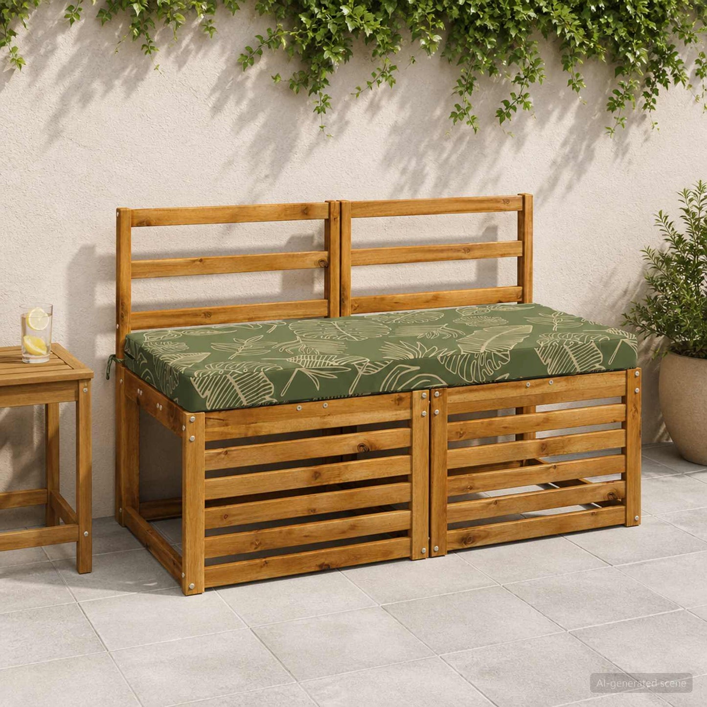 2-Piece Bench Cushions SOEST 2 pcs 100% Polyester Leaf Design
