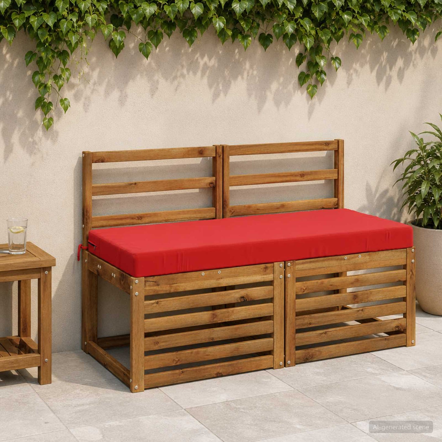 2-Piece Bench Cushions SOEST 2 pcs 100% Polyester Red