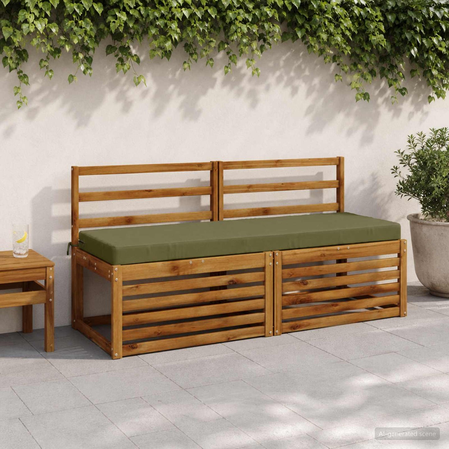 Bench Cushion SOEST 100% Polyester Olive Green 140 x 50 x 8 cm