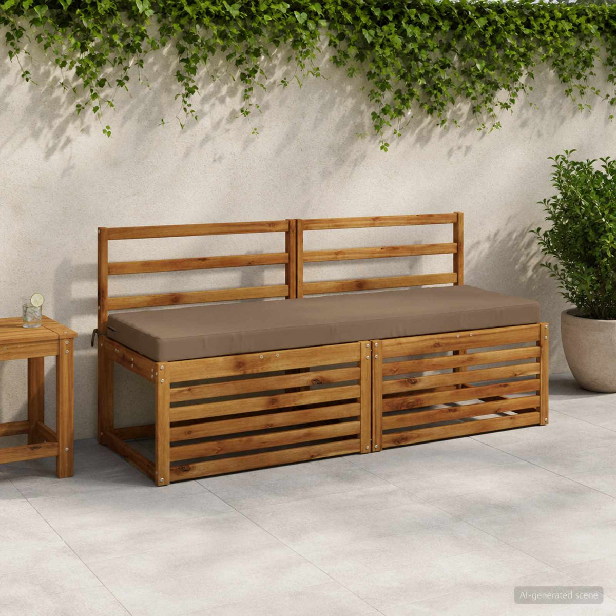 Bench Cushion SOEST 100% Polyester Taupe 140 x 50 x 8 cm