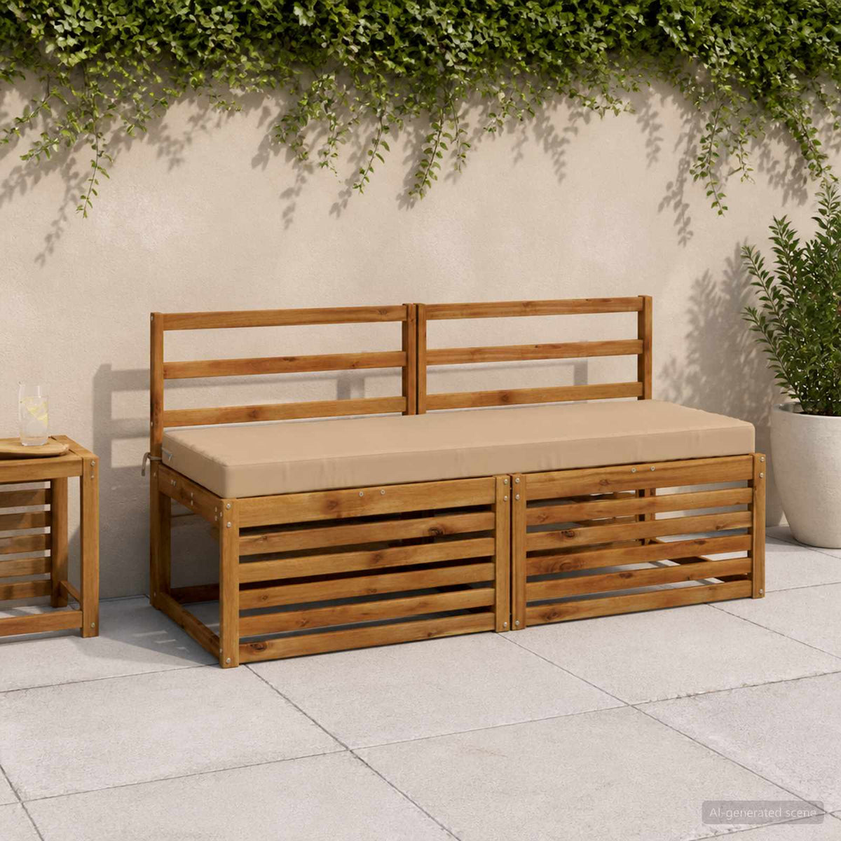 2-Piece Bench Cushions SOEST 2 pcs 100% Polyester Sand