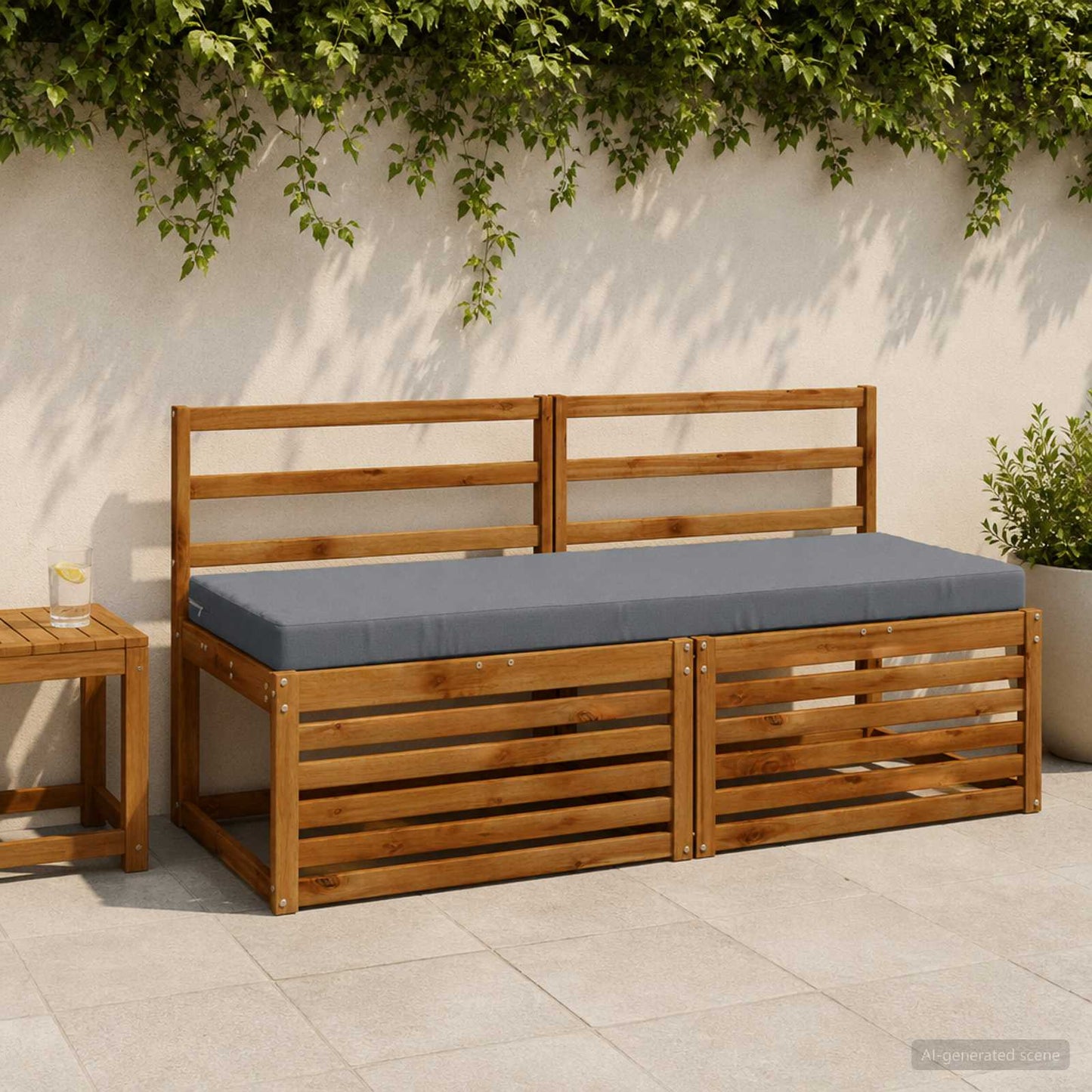 Bench Cushion SOEST 100% Polyester Blue 150 x 50 x 8 cm