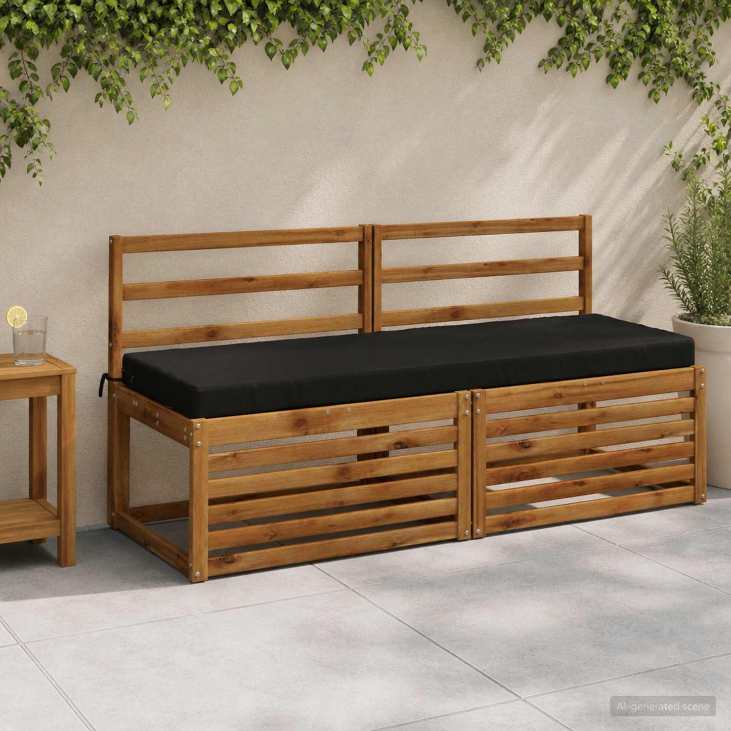2-Piece Bench Cushions SOEST 2 pcs 100% Polyester Black