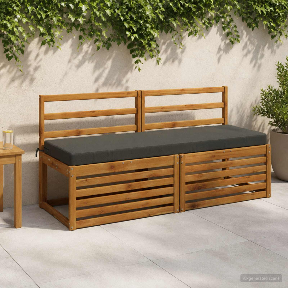2-Piece Bench Cushions SOEST 2 pcs 100% Polyester Anthracite
