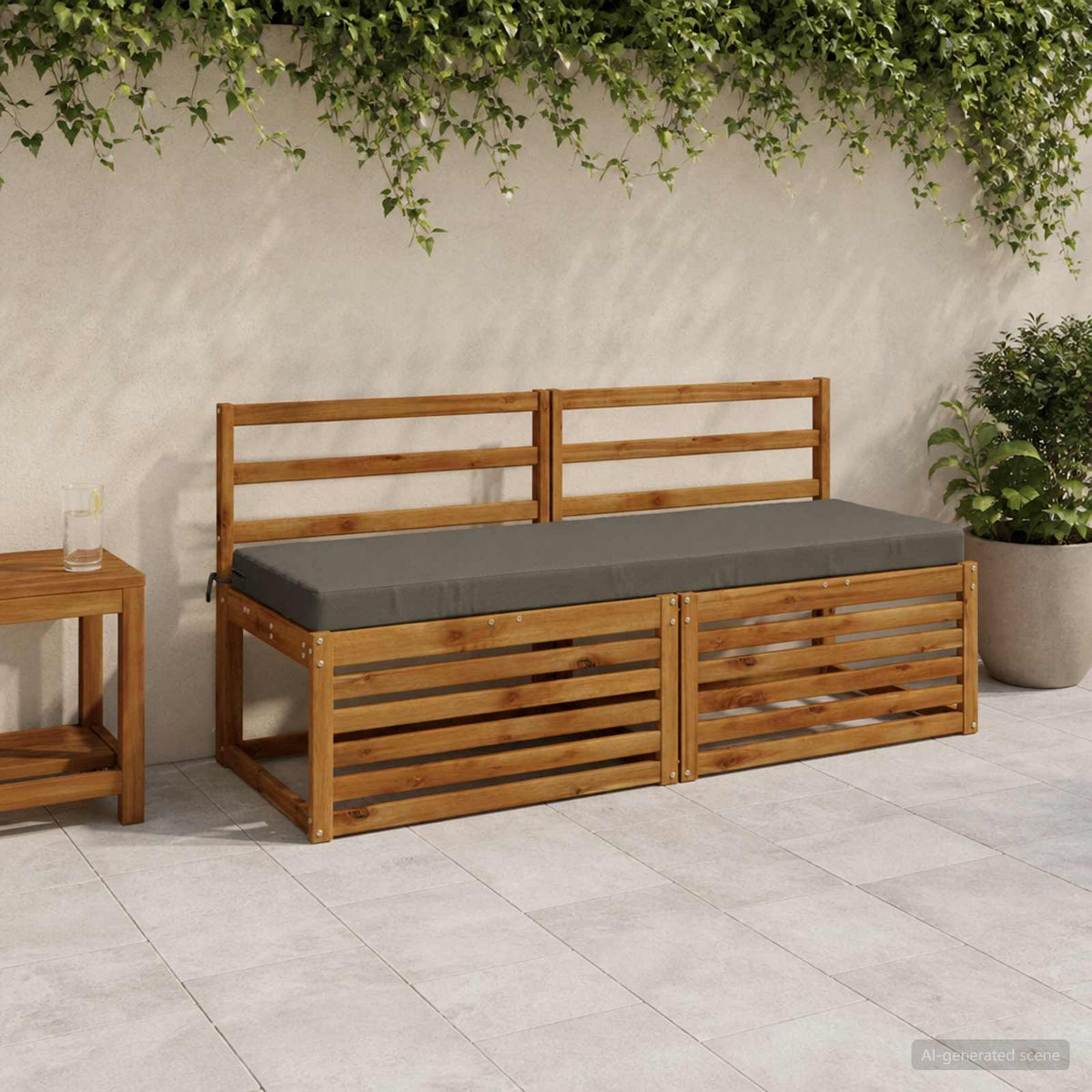 2-Piece Bench Cushions SOEST 2 pcs 100% Polyester Grey