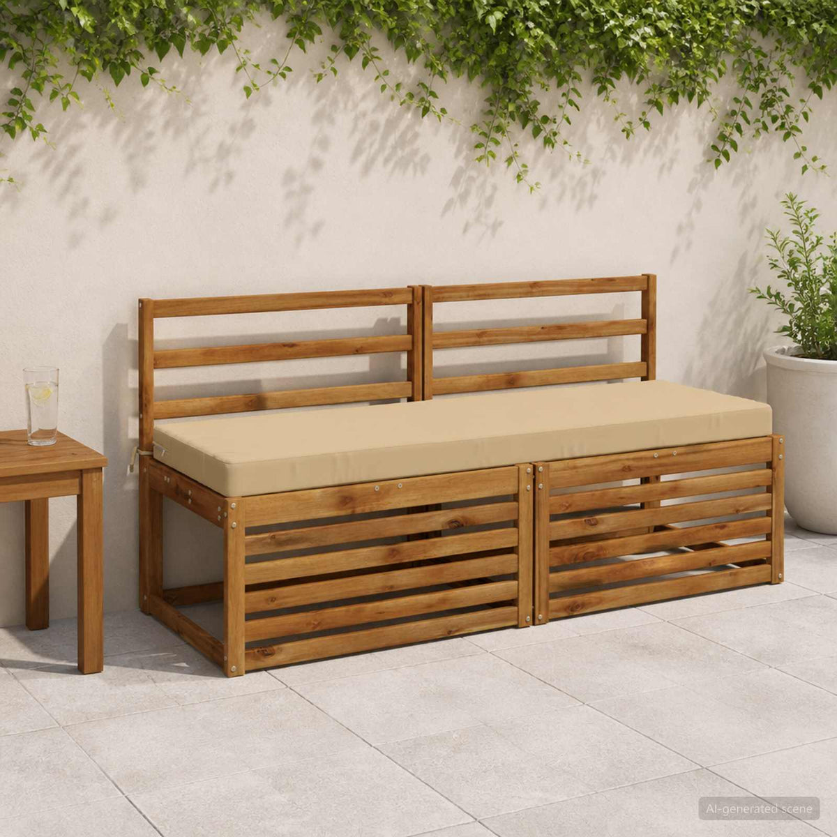 Bench Cushion SOEST 100% Polyester Beige 150 x 50 x 8 cm