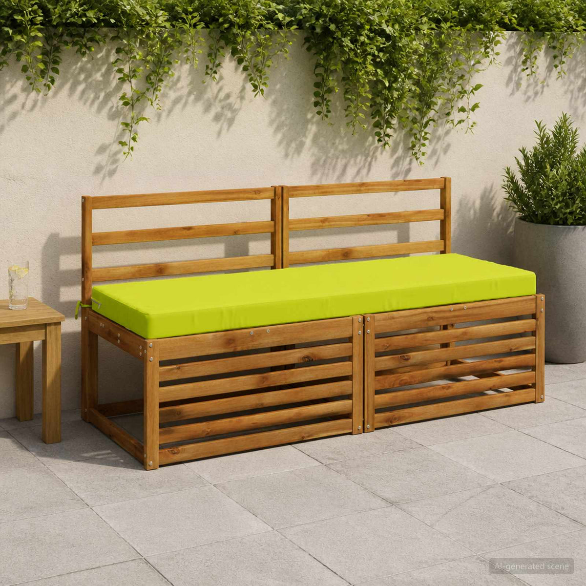2-Piece Bench Cushions SOEST 2 pcs 100% Polyester Bright Green