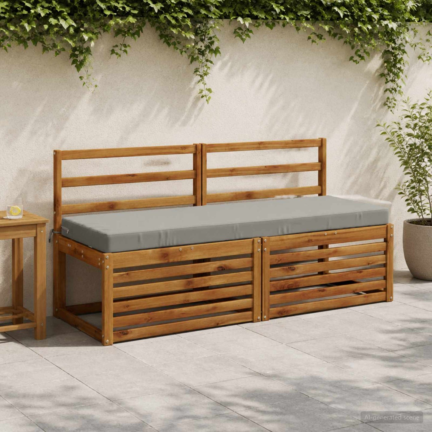 2-Piece Bench Cushions SOEST 2 pcs 100% Polyester Grey