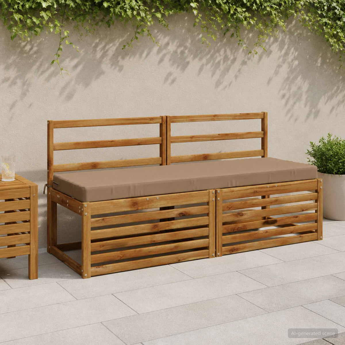 2-Piece Bench Cushions SOEST 2 pcs 100% Polyester Taupe