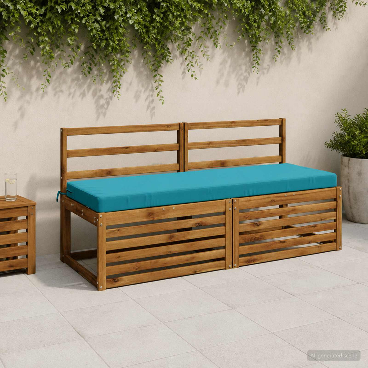 2-Piece Bench Cushions SOEST 2 pcs 100% Polyester Turquoise