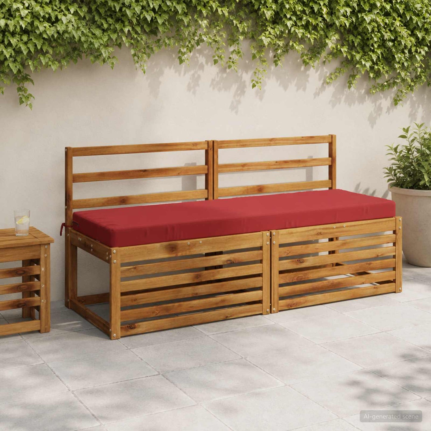 Bench Cushion SOEST 100% Polyester Wine Red 140 x 50 x 8 cm