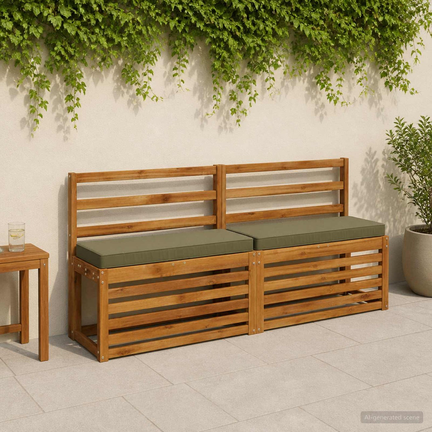 1-Piece Bench Cushion VUGHT 100% Polyester Olive Green